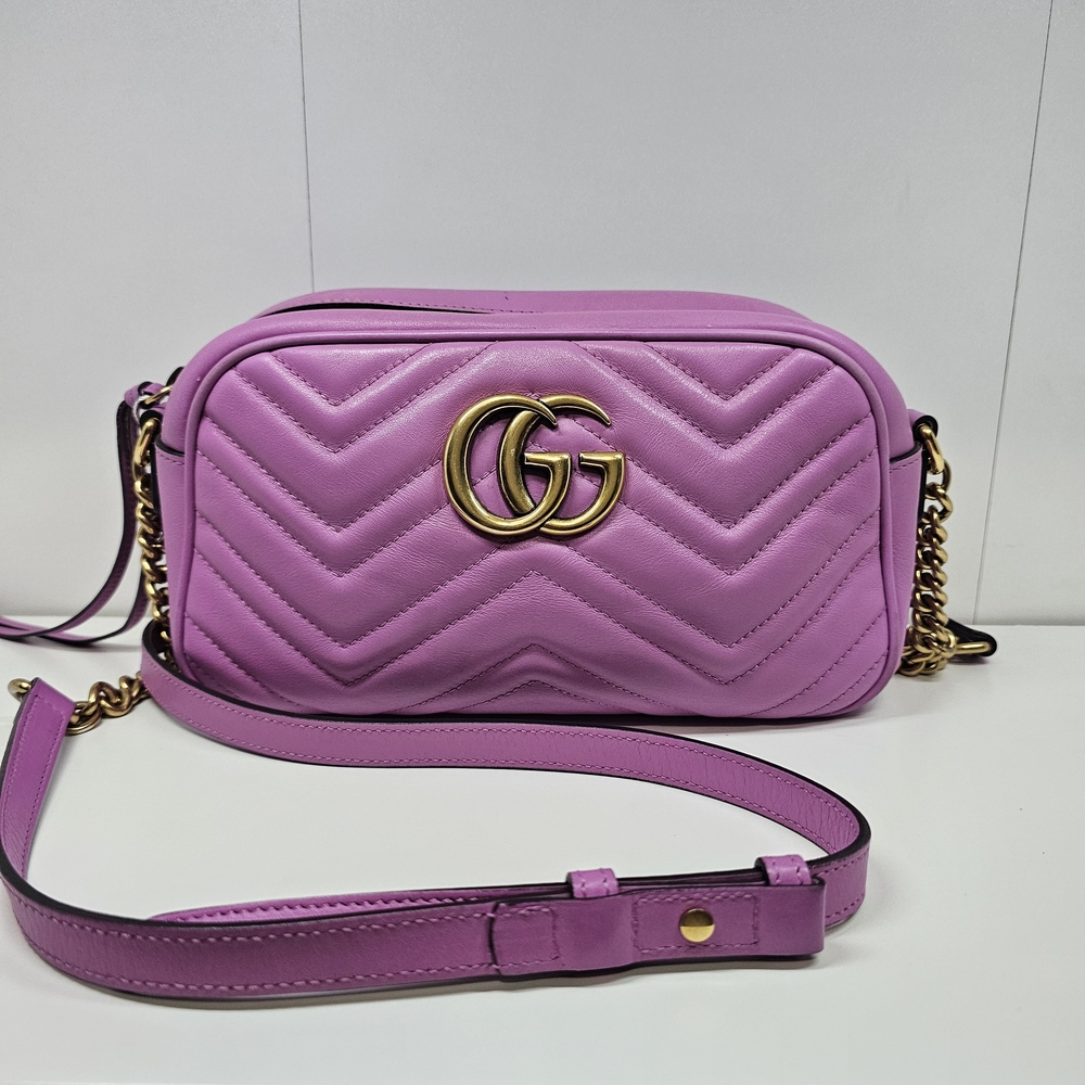 Gucci Marmont Small Matelassé Shoulder Bag - Pink